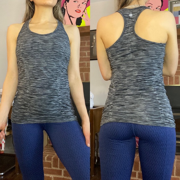 Athleta Tops - Athleta Fastest Track Space Dye Heather Racerback Rouched Anti-Ride Up W…